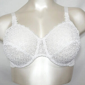 42D Playtex 7520 Semi Sheer‎ Unlined Embroidered Lace Underwire Bra White NWT